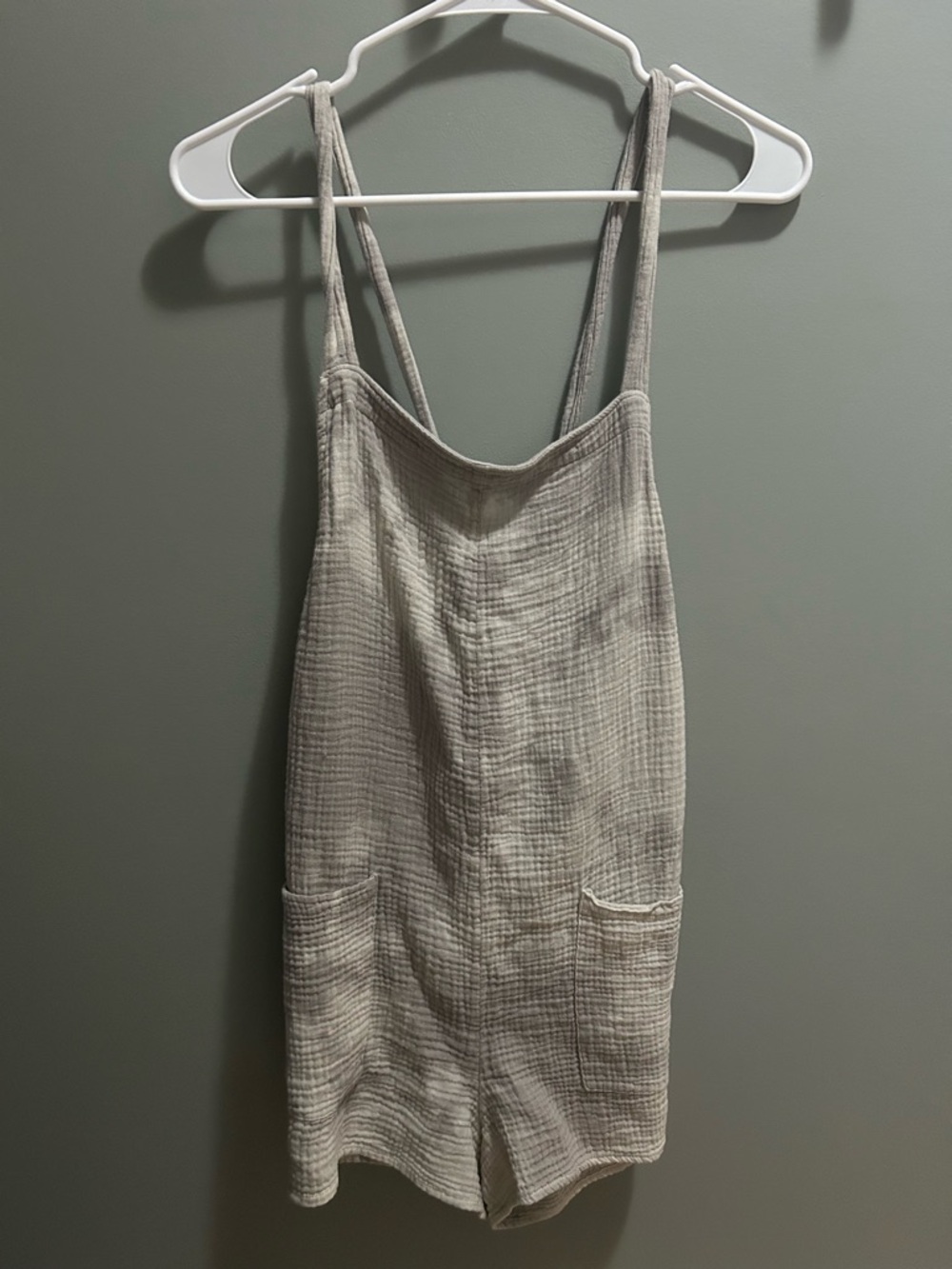 Light Gray Textured Sleeveless Romper